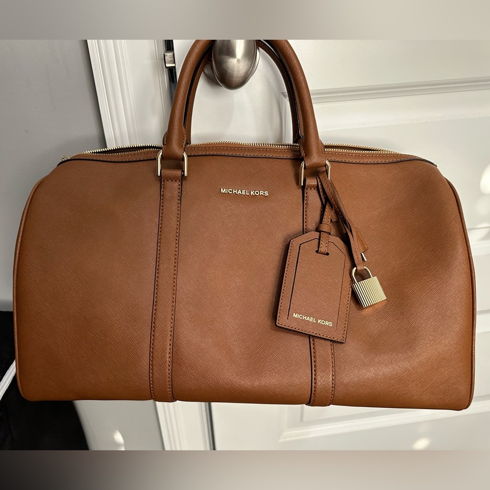Michael Kors Leather Duffle Bag- “Luggage Brown” EUC!!